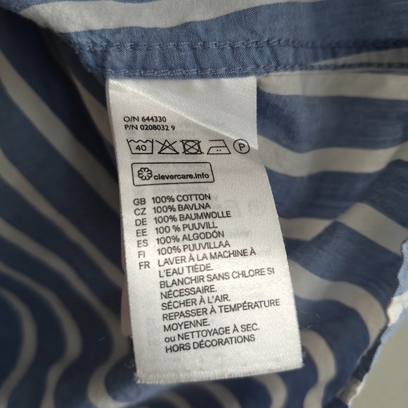 L.O.G.G. H&M Womens Size 2 Small Collared Striped Button-Down Shirt 100% Cotton - Picture 4 of 5